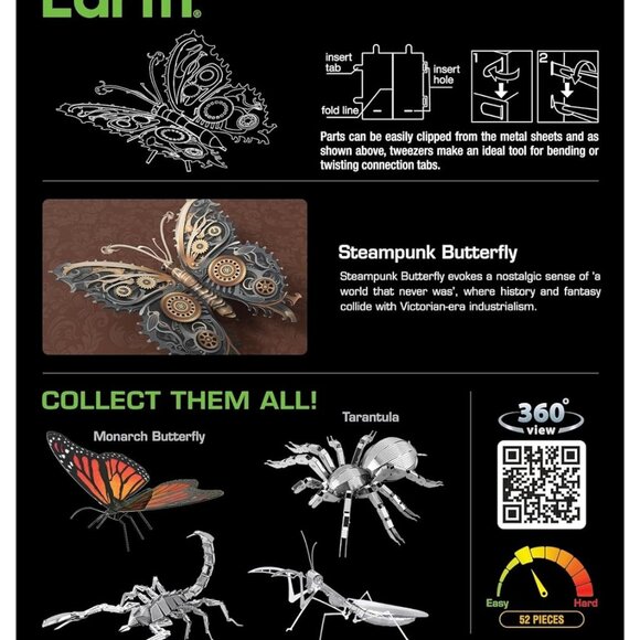 Fascinations Metal Earth Steampunk Butterfly Model Kit Steel Model ME1021 - Picture 2 of 7
